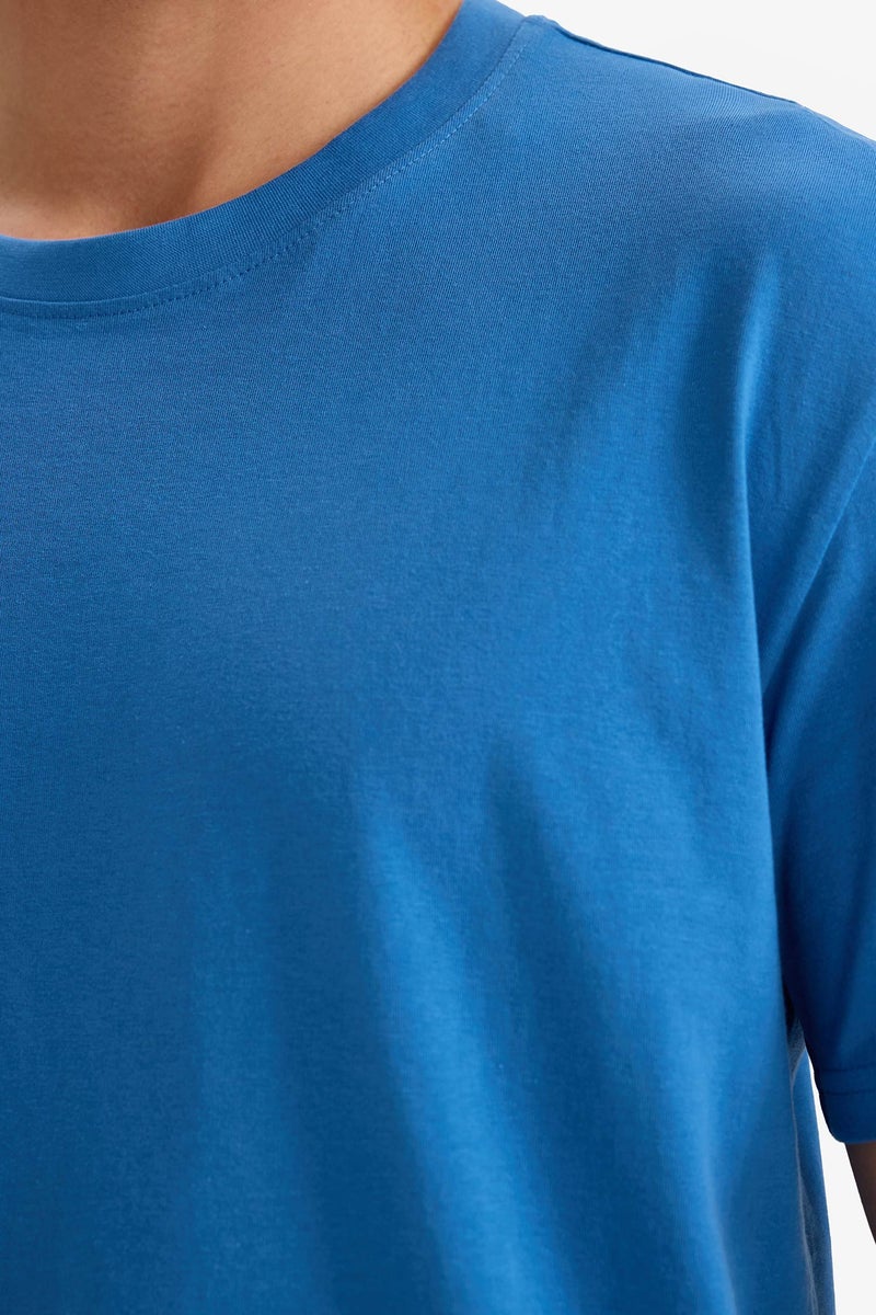 DeFacto Blue Man Regular Fit Crew Neck Short Sleeve T-shirt Casual - Image 4